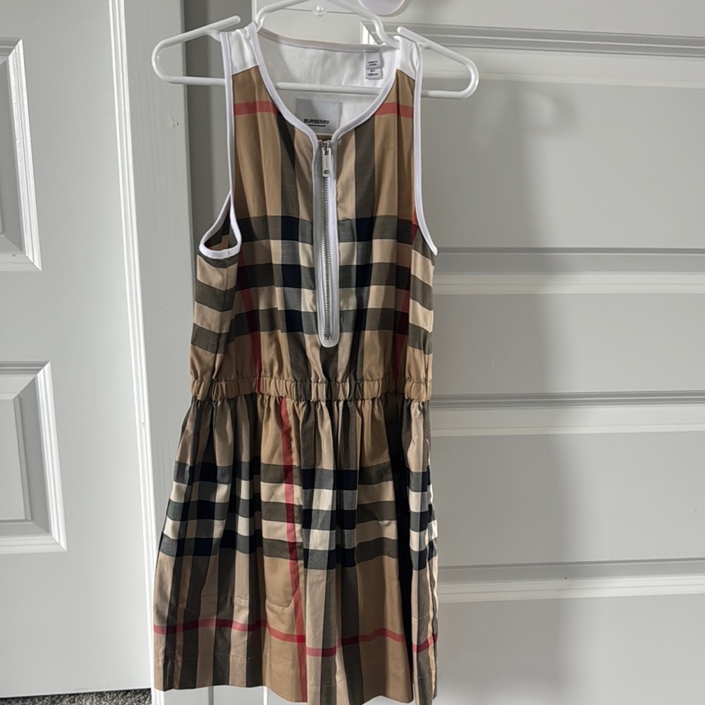Burberry Tan and Black Sundress with Halter Neckline and Sleeveless Design